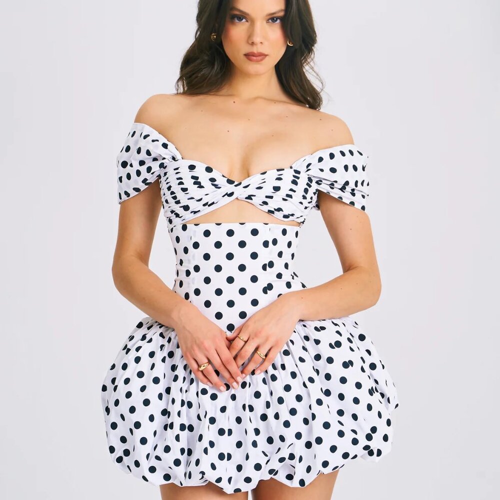 Miss Circle Umika Polka Dots Bubble Hem Mini Dress